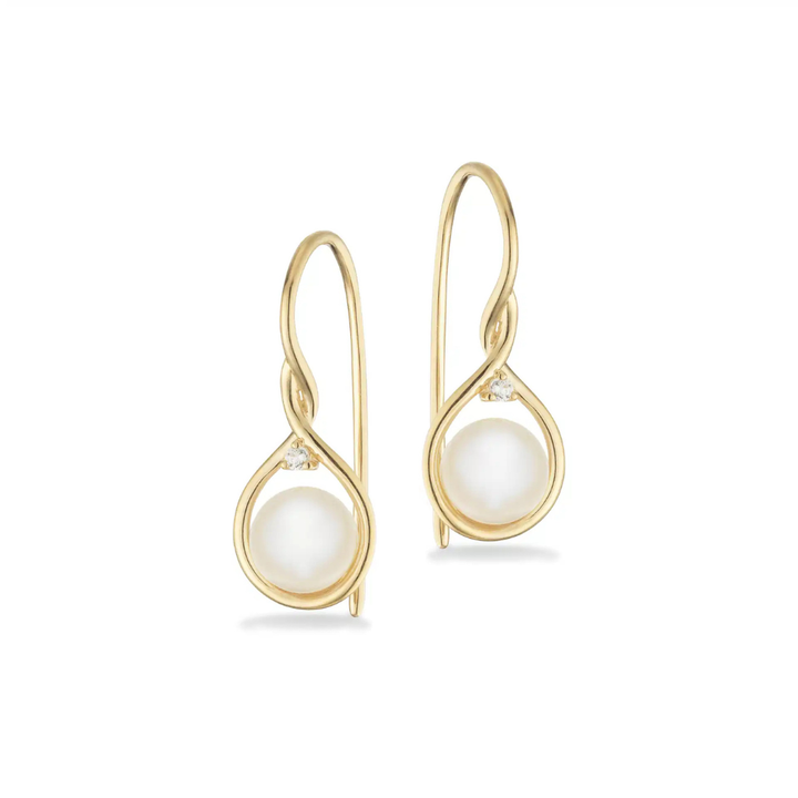 Scrouples - 8 karat guld ørehængere med ferskvandsperler - 125453