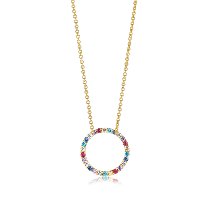 Sif Jakobs - Biella halskæde med multifarvede zirkonia i forgyldt - p3120-xcz-yg