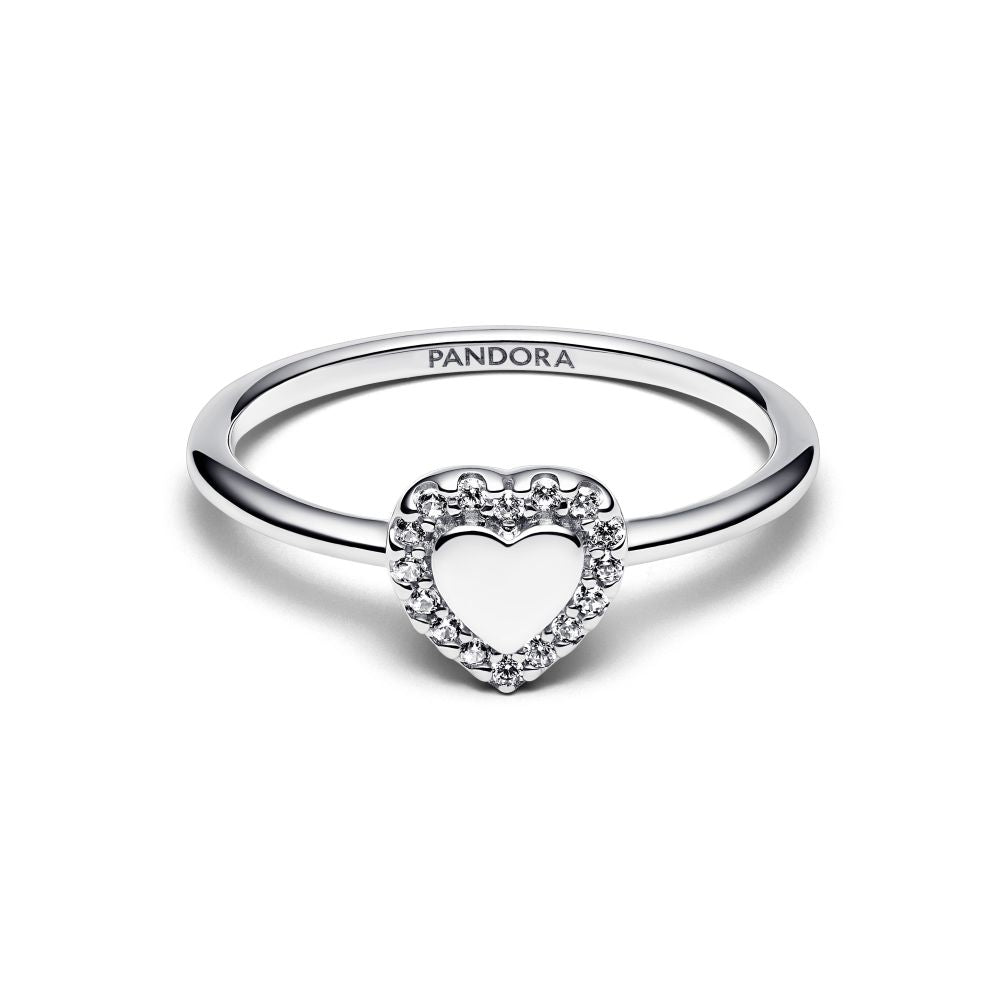 Pandora - Ring i sølv med hjerte og plads til gravering - 193801c01