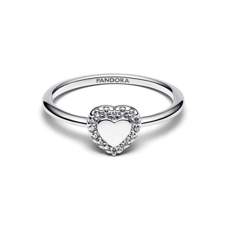 Pandora - Ring i sølv med hjerte og plads til gravering - 193801c01