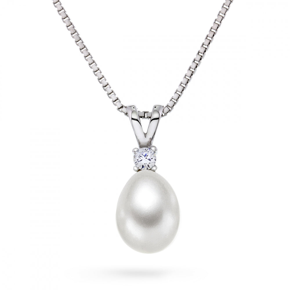 Arne Nordlie - Sølv kæde med perlevedhæng - 67789