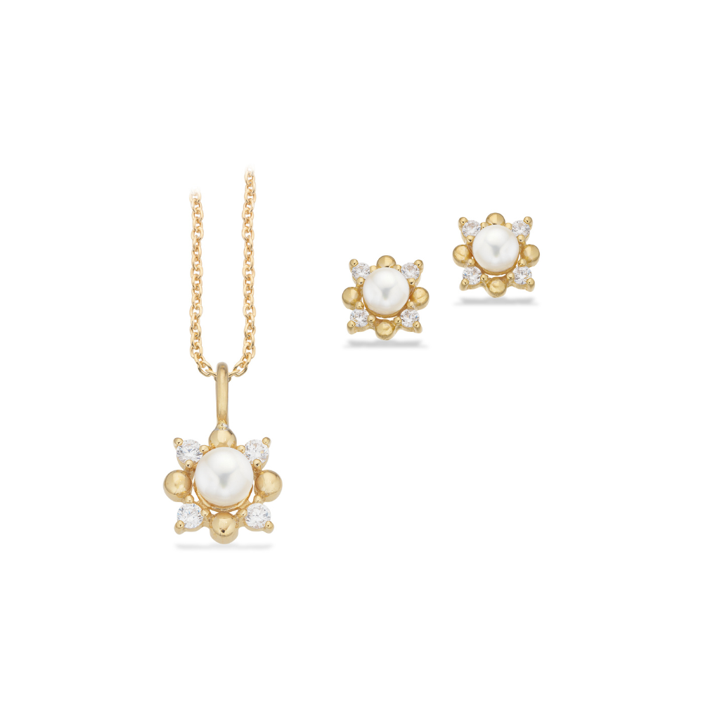 Scrouples - The Sun smykkesæt i guldbelagt sølv - px1196