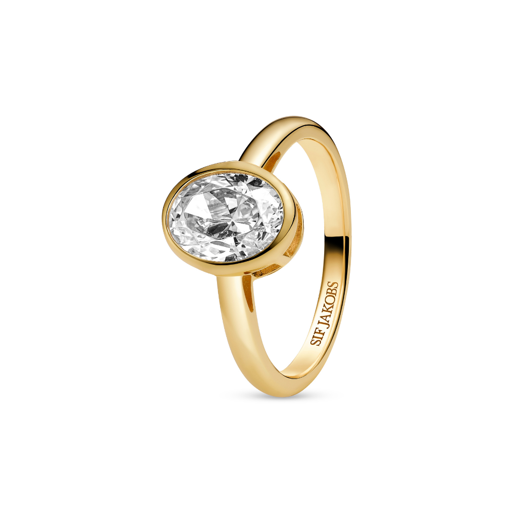 Sif Jakobs - Sardinien Ovale Grande ring i forgyldt - r2796-cz-yg