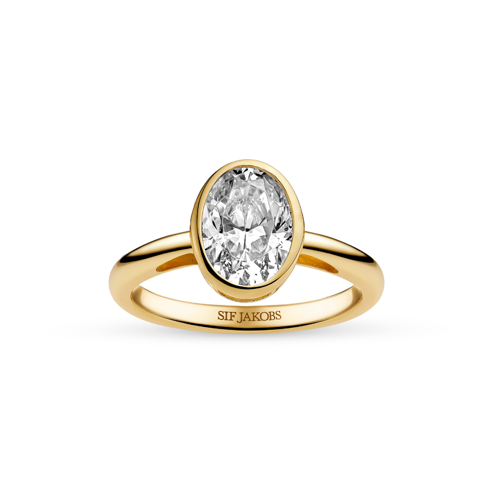 Sif Jakobs - Sardinien Ovale Grande ring i forgyldt - r2796-cz-yg