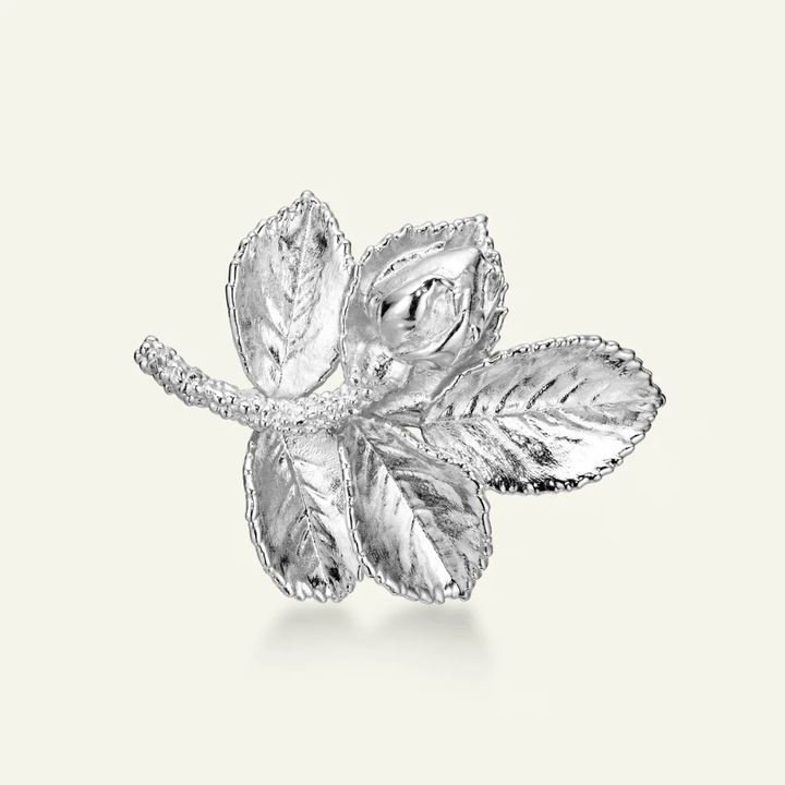 Flora Danica - Rosenblad Broche i sterling sølv - ros-bro-s