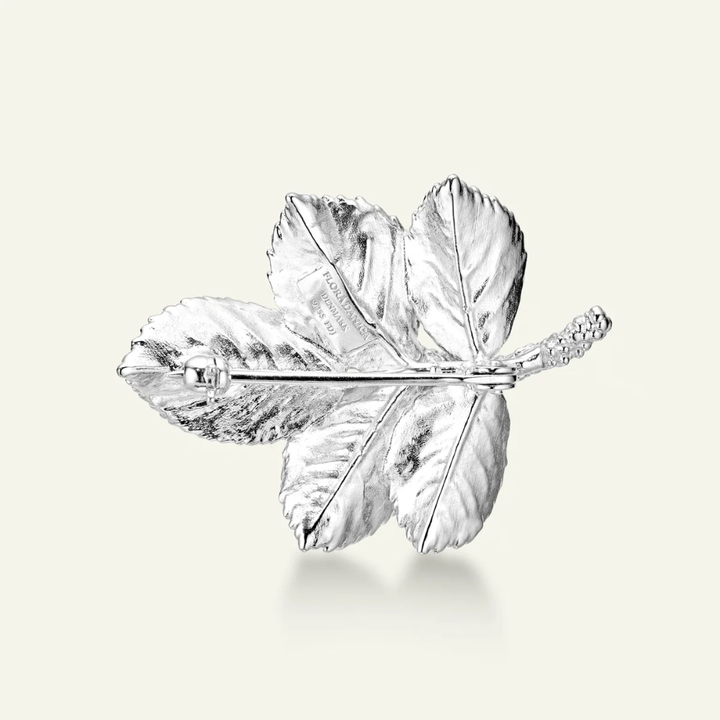 Flora Danica - Rosenblad Broche i sterling sølv - ros-bro-s