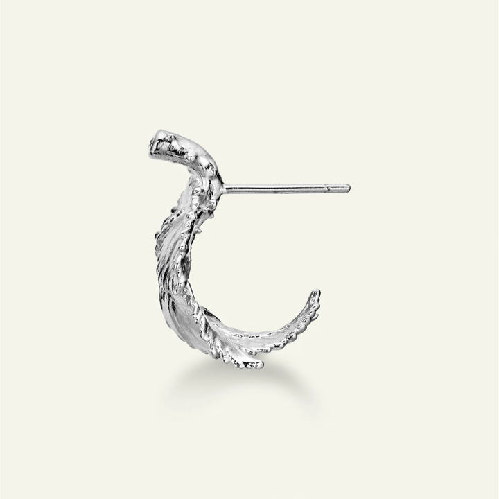 Flora Danica - Rosenblad hoop i sølv med diamant - ros-hopc-s
