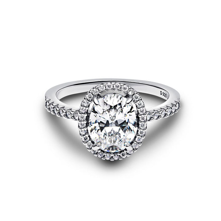 Pandora - Halo ring i sølv med oval sten - 193777c01