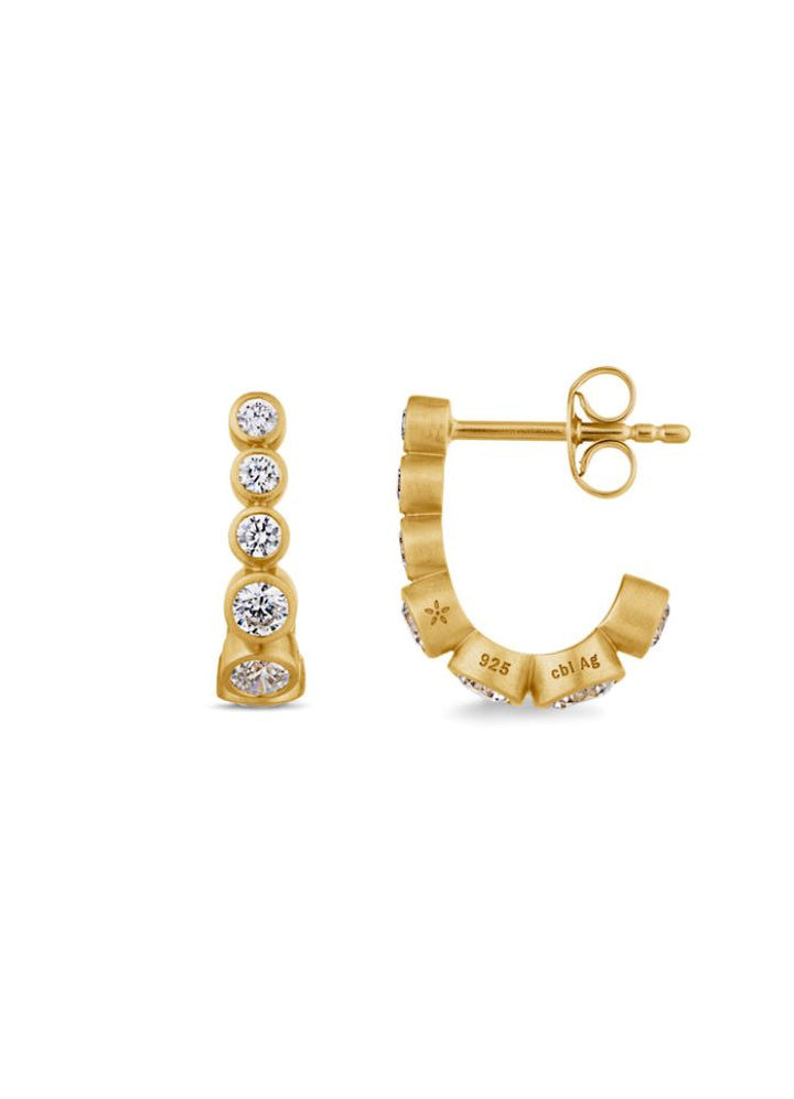 byBiehl - Stardust Flow hoop øreringe i forgyldt sølv med sten - 4-4609a-gp