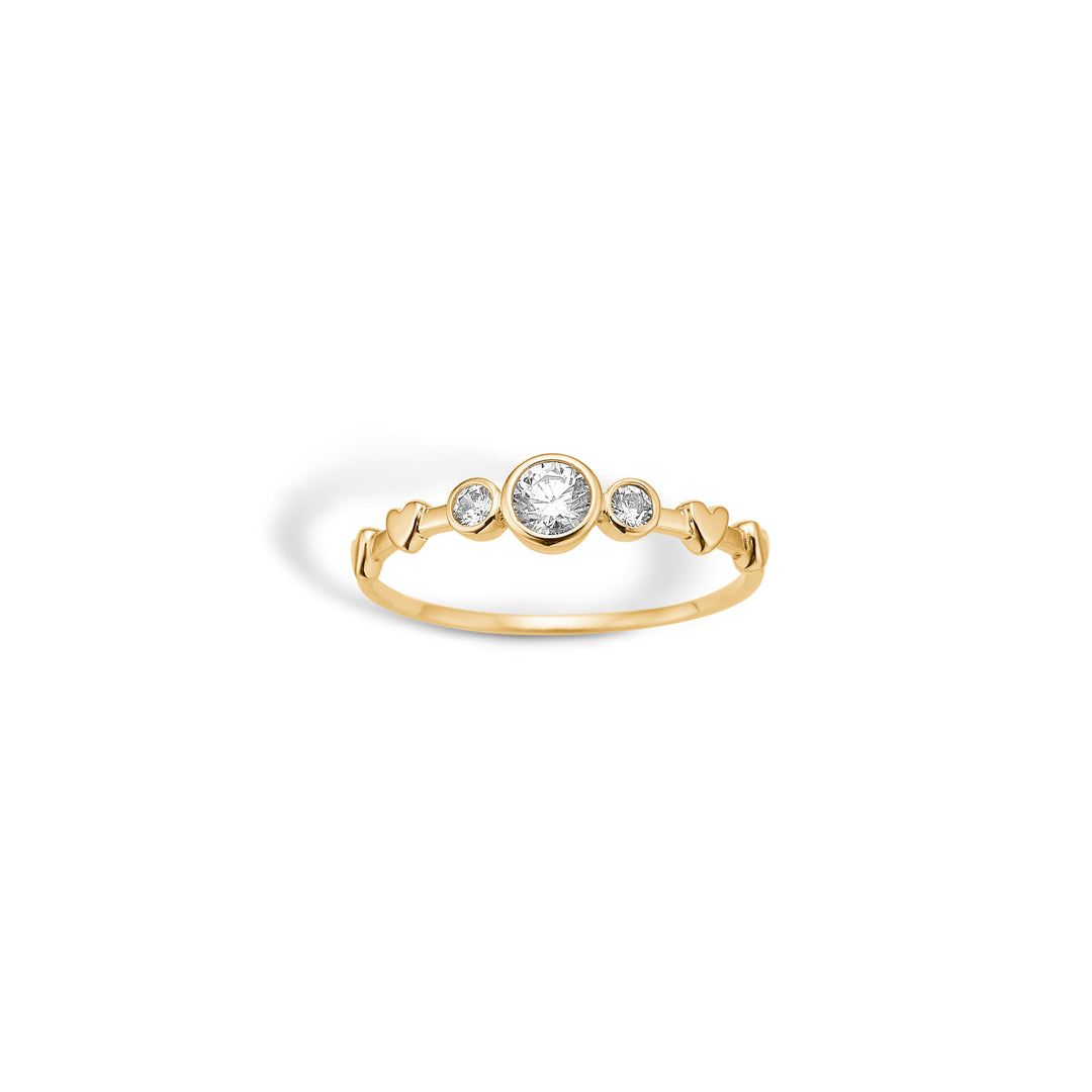 Blossom Copenhagen - 9 karat guld ring med hjerter og sten - 09621392
