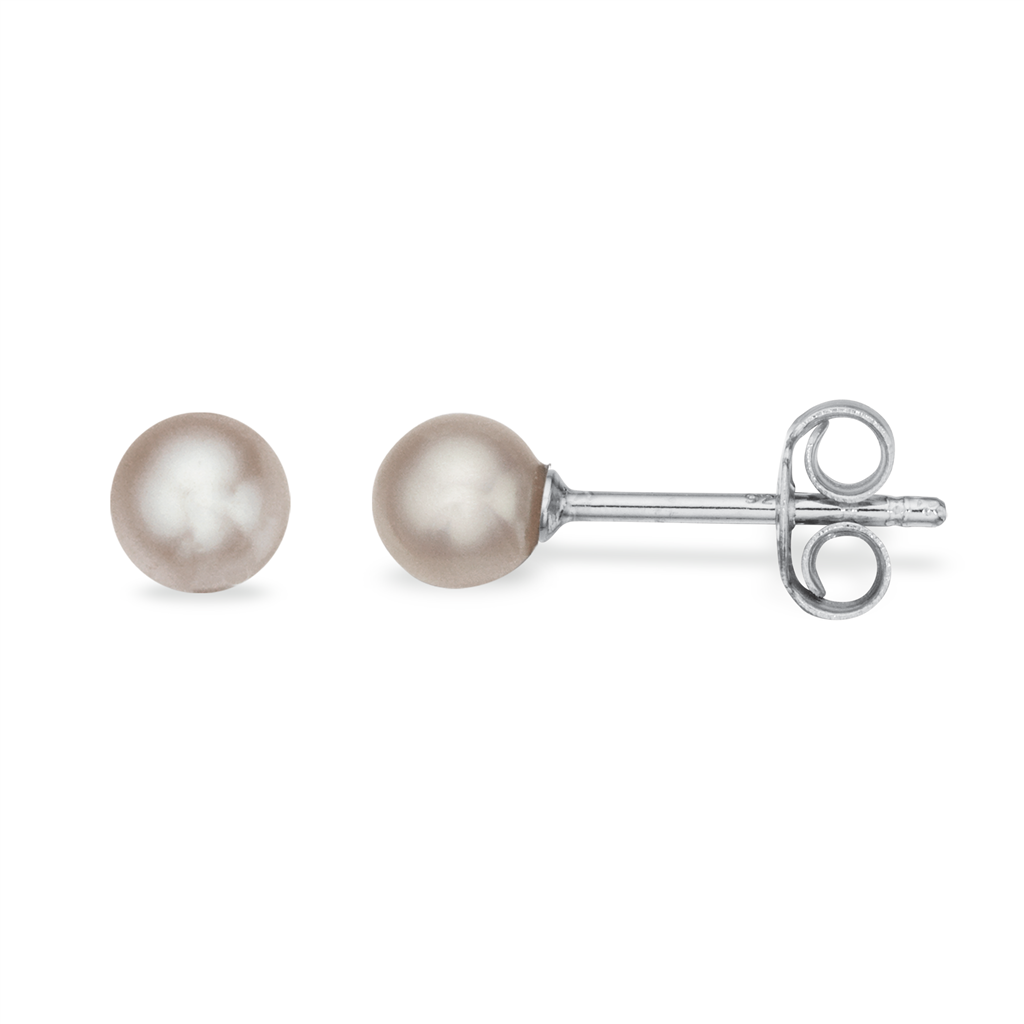 Scrouples - Ferskvands perle ørestikker i sølv, 6mm - 110602