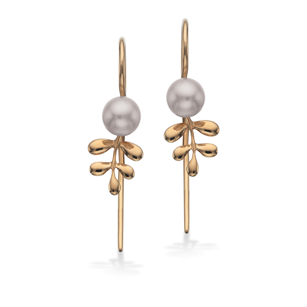 Guld øreringe med perle-119065
