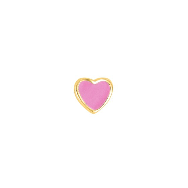 Nordahl - Forgyldt hjerte ørestik med lyserød emalje - 325738-3