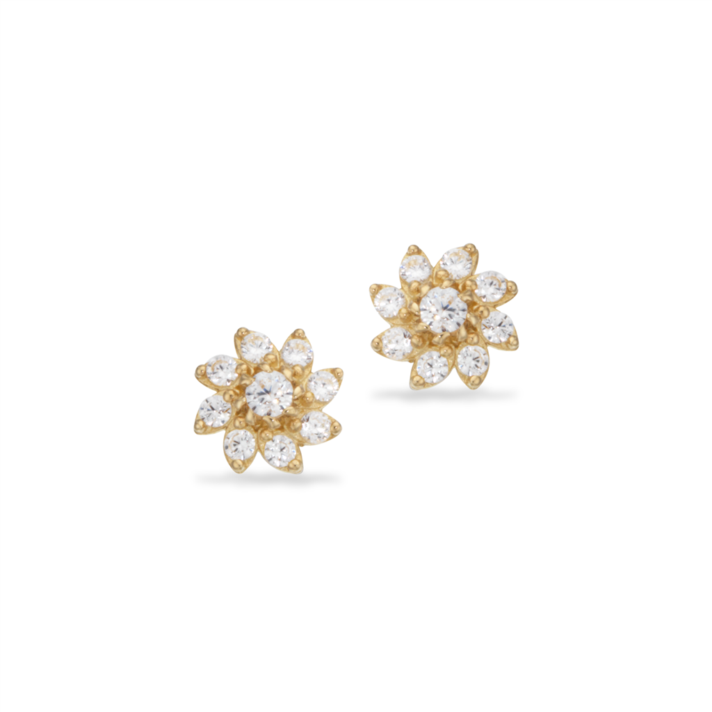 Scrouples - Guld ørering med blomst og små sten - 122563