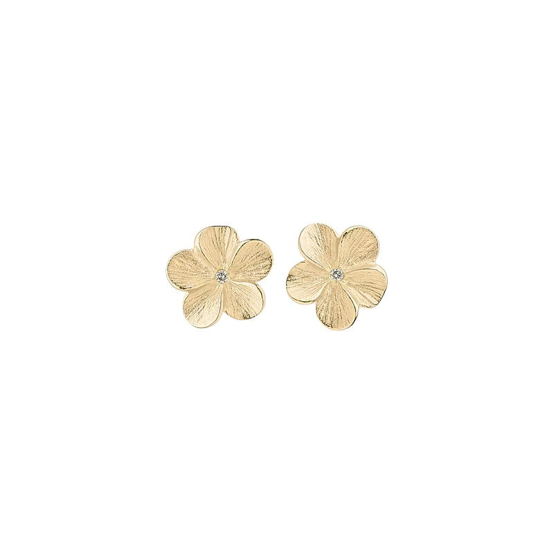 Blossom - 14kt øreringe med blomst og diamant - 14941578-35
