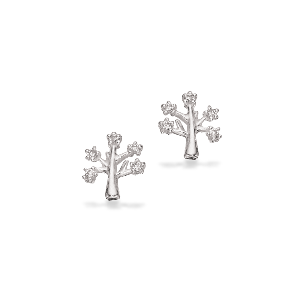 Scrouples - Sølv ørestikker med træ og zirkonia sten - 151922
