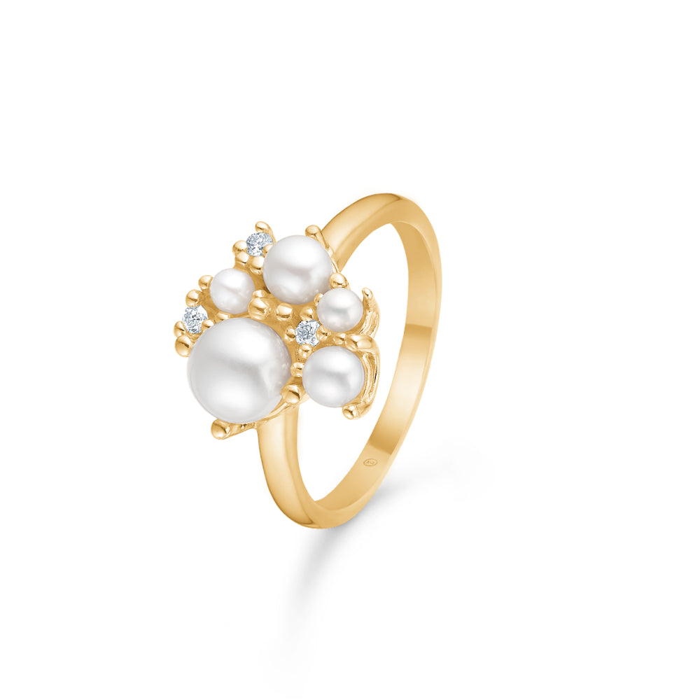 Mads Z - Diamond cloud 14kt guld ring med perler og diamanter - 1543070