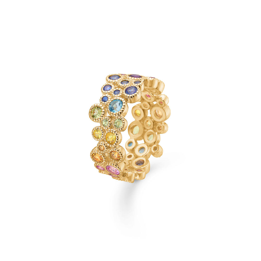 MadsZ - Luxury rainbow 14 karat guld ring med ægte sten - 1544063
