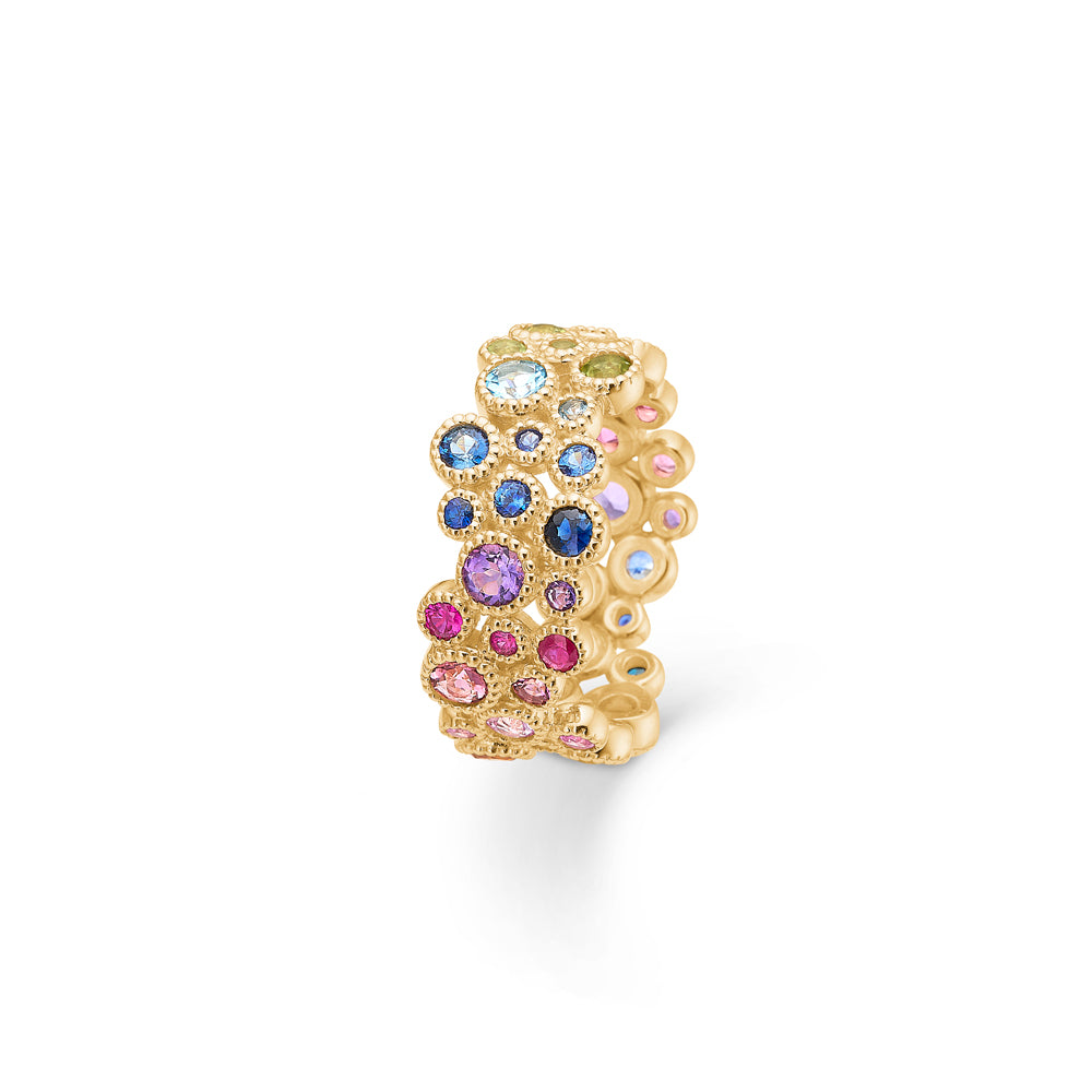 MadsZ - Luxury rainbow 14 karat guld ring med ægte sten - 1544063