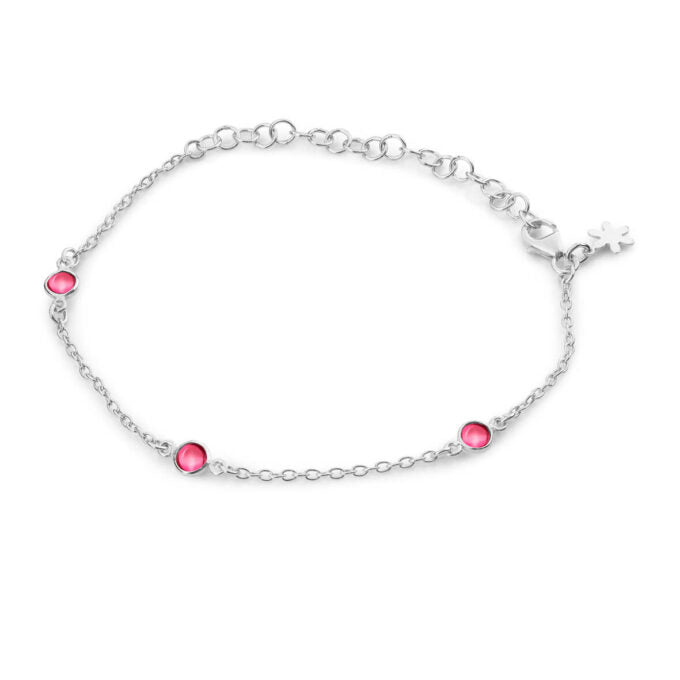 SFB - Armbånd i sølv med pink krystaller - 1585-1-183