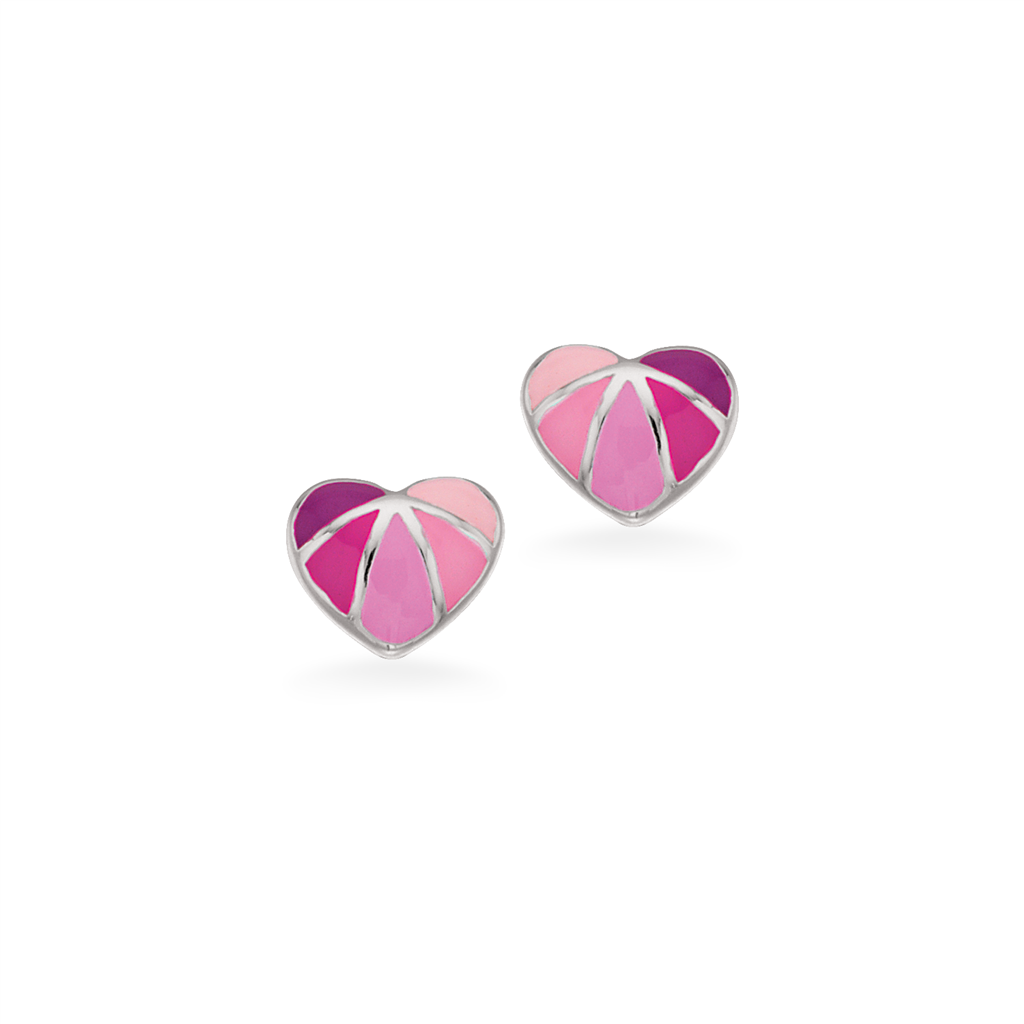 Scrouples - Børne sølv ørestikker med lyserøde hjerter - 159812