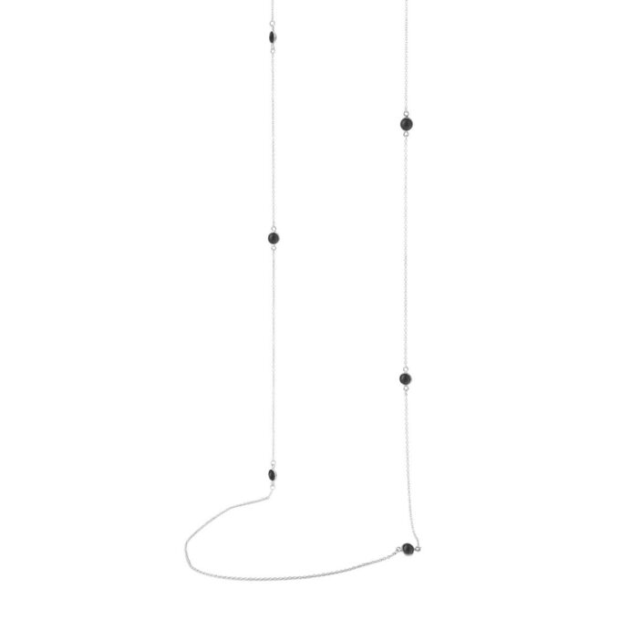 SFB - Sølv halskæde med sorte agater - 1803-1-101