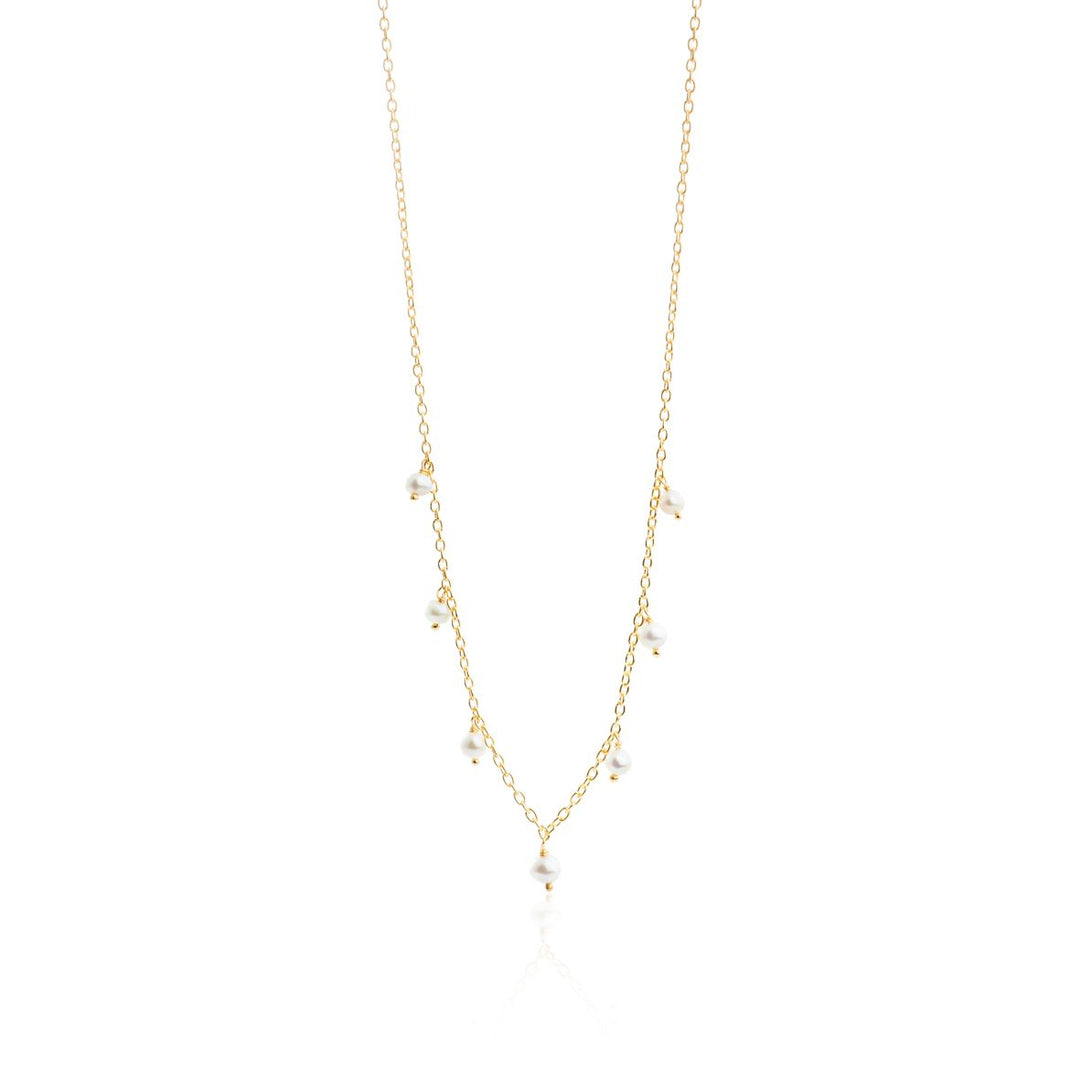 SFB - Guldbelagt sølv halskæde med ferskvands perler - 1868-2-45-900
