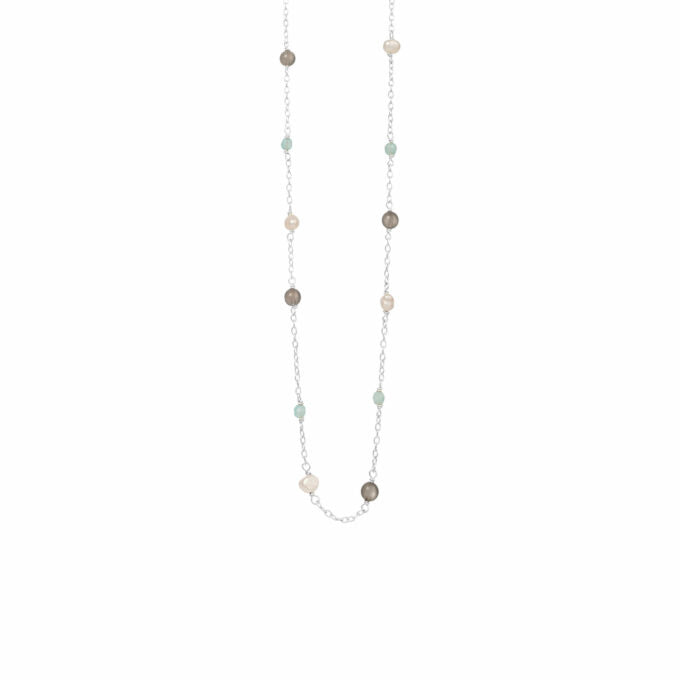 SFB - Sølv kæde med perle og sten - 1882-1-45-578