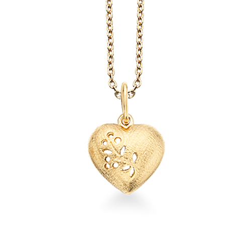 210205 - Halskæde i guld med et hjerte