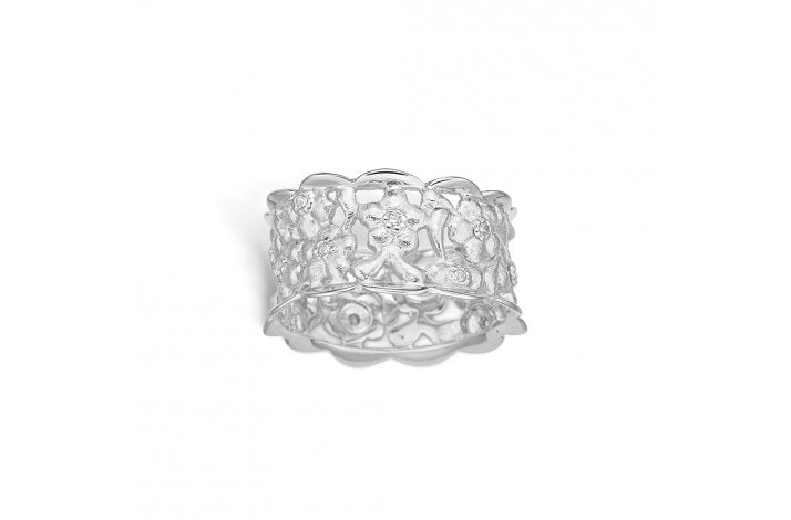Sølv ring med blomster fra Blossom-21621115