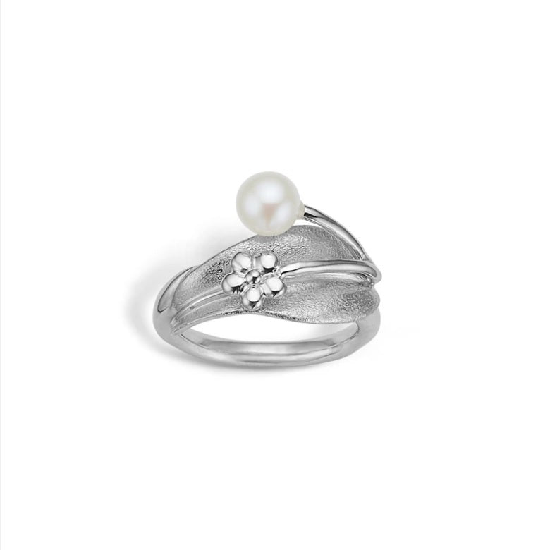 Blossom sølv ring med ferskvandsperle - 21631472