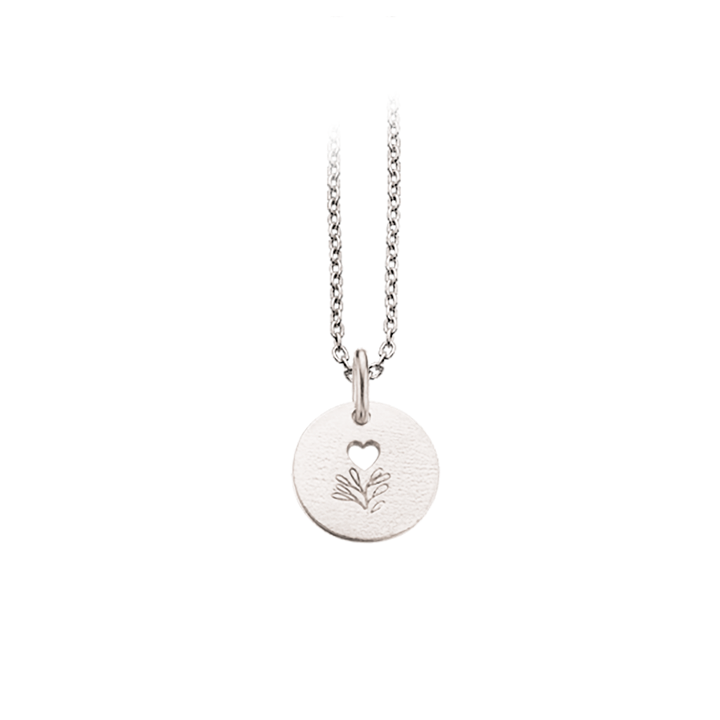 sølv kæde med vedhæng plade blomst hjerte valentins dag gave