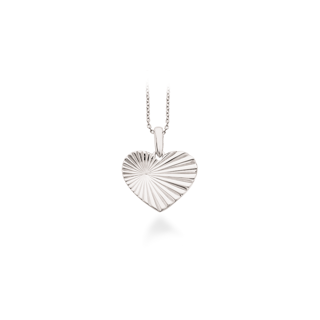 Scrouples - Sølv hjerte halskæde med plisse mønster - 236222