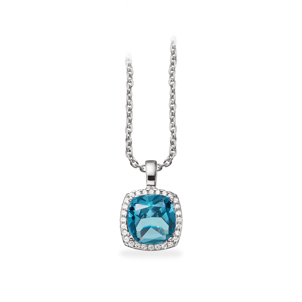 Scrouples - Sølv halskæde med blå aquamarin - 237382