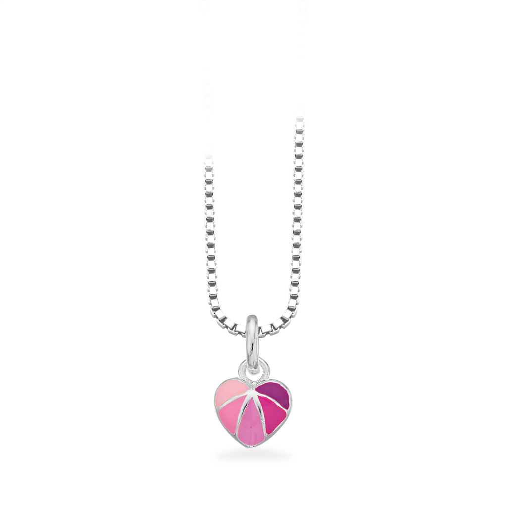 Scrouples - Børne sølvhalskæde med lyserødt hjerte vedhæng - 237982