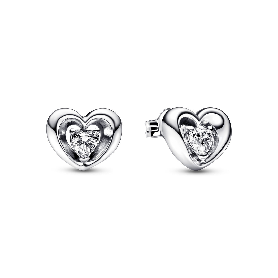Pandora - Sølv ørestikker med klar hjerte sten - 292500c01
