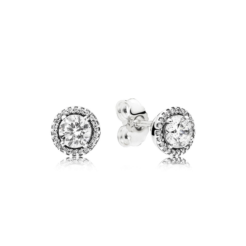 pandora halo øreringe ørestikker zirkoner sten sølv 296272CZ classic elegance earrings Pandora