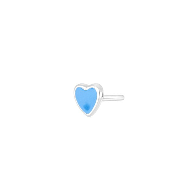 Sølv hjerte ørestik med blå emalje - 325737