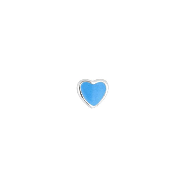 Sølv hjerte ørestik med blå emalje - 325737