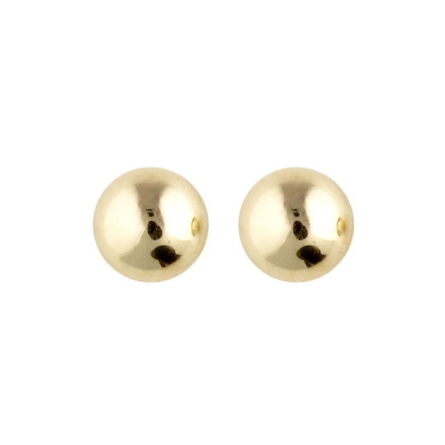 Blanke kugle øreringe i 14 karat guld. Øreringene måler 4mm i diameter og sælges som par