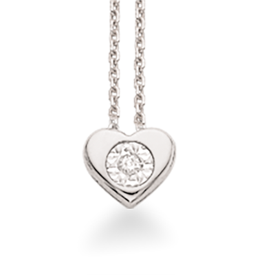 Scrouples - Hvidgulds hjerte halskæde med diamant - 33384,45