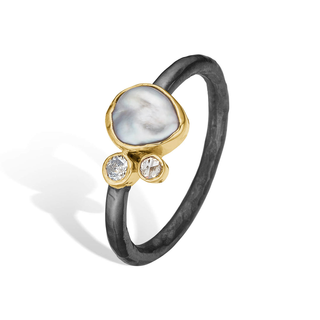 Bybirdie - Cecilie Keshi ring med perle og diamanter - 50110319