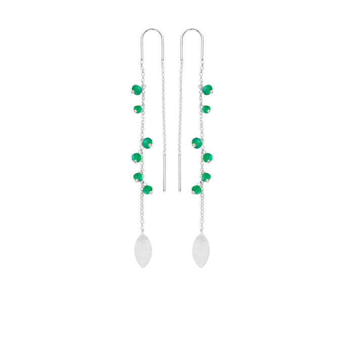 SFB - Sølv øreringe med grøn agat - 5617-1-102