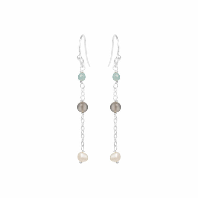 SFB - Sølv øreringe med perle og sten - 5661-1-578