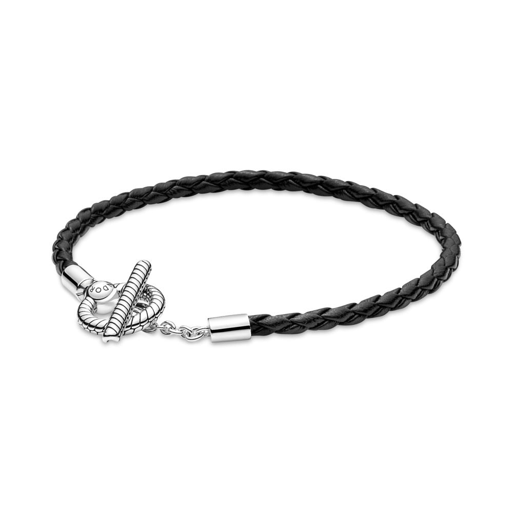 Pandora - Moments læderarmbånd med "T"lås - 591675C