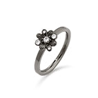 K&Z - Sort sølv ring med blomst