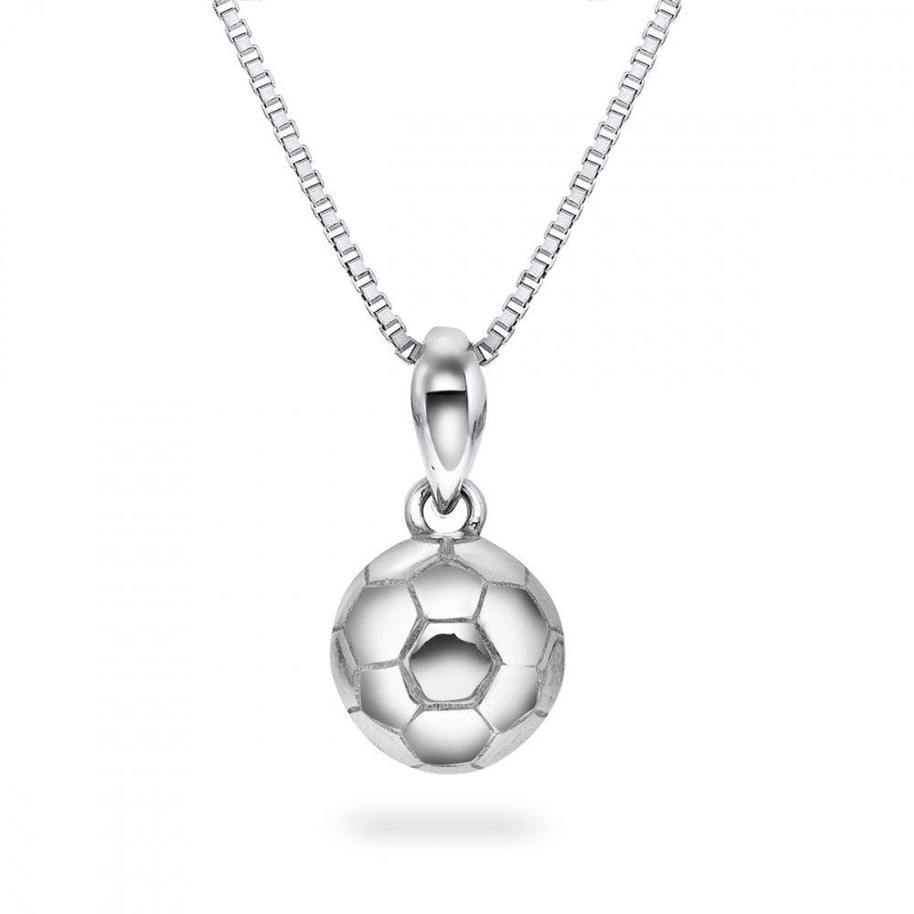 Pia&Per - Børne sølv halskæde med fodbold vedhæng i sølv - 65064