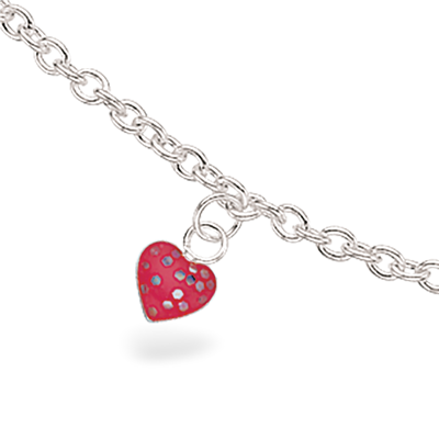 Børnearmbånd i sølv med lyserødt hjerte - 671892
