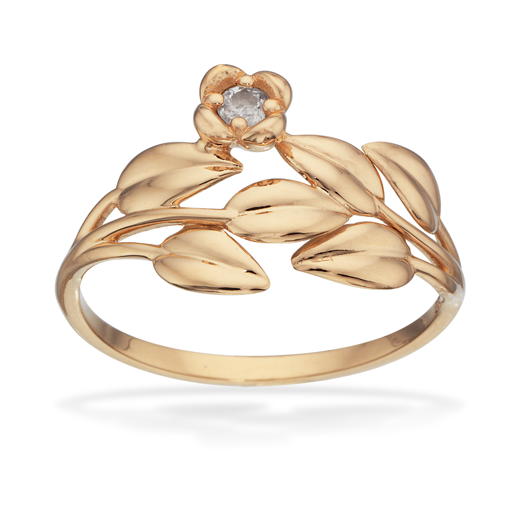 Scrouples - 14 karat guld blomster ring med safir - 712915