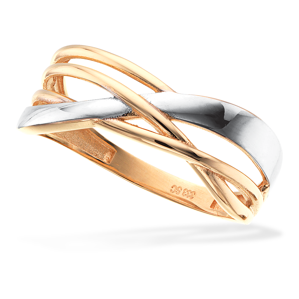 Scrouples - 8 karat guld ring, to farvet - 713584